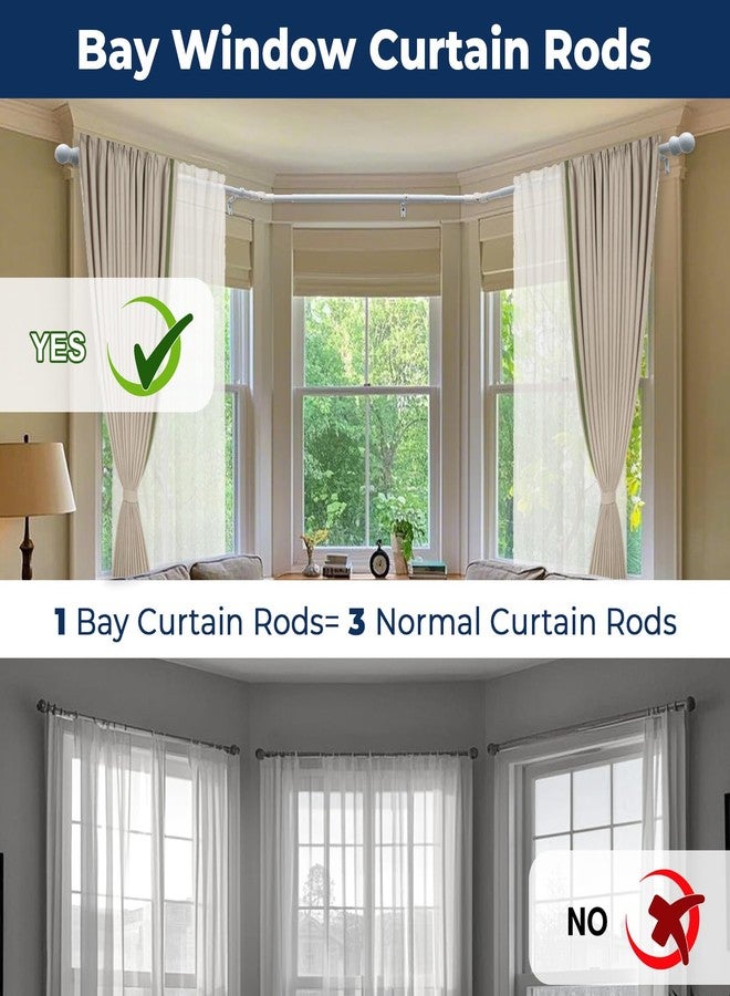 EUIJOIP Foldable Industrial U Shape Curtain Rod 1" Rust-Proof Metal - 3 Sides Adjustable Rod for Corner Windows 15-53 Inch Side Rods 25-78 Inch Center Rods | 10-Year Warranty (White) - Image 2